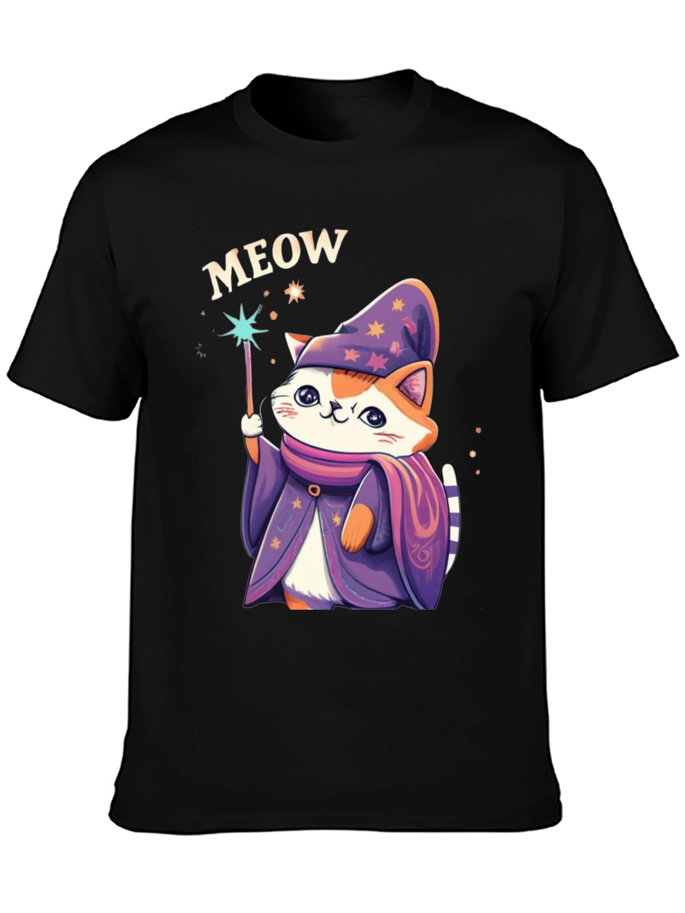 Wizard Cat Graphic T-Shirt - Meow Magic