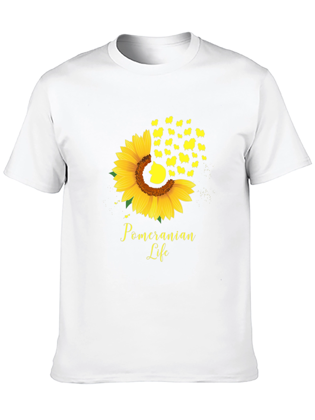 Pomeranian Life Sunflower Graphic Tee - Black