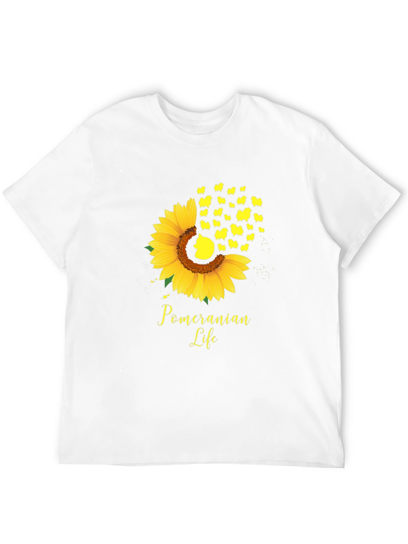 Pomeranian Life Sunflower Graphic Tee - Black
