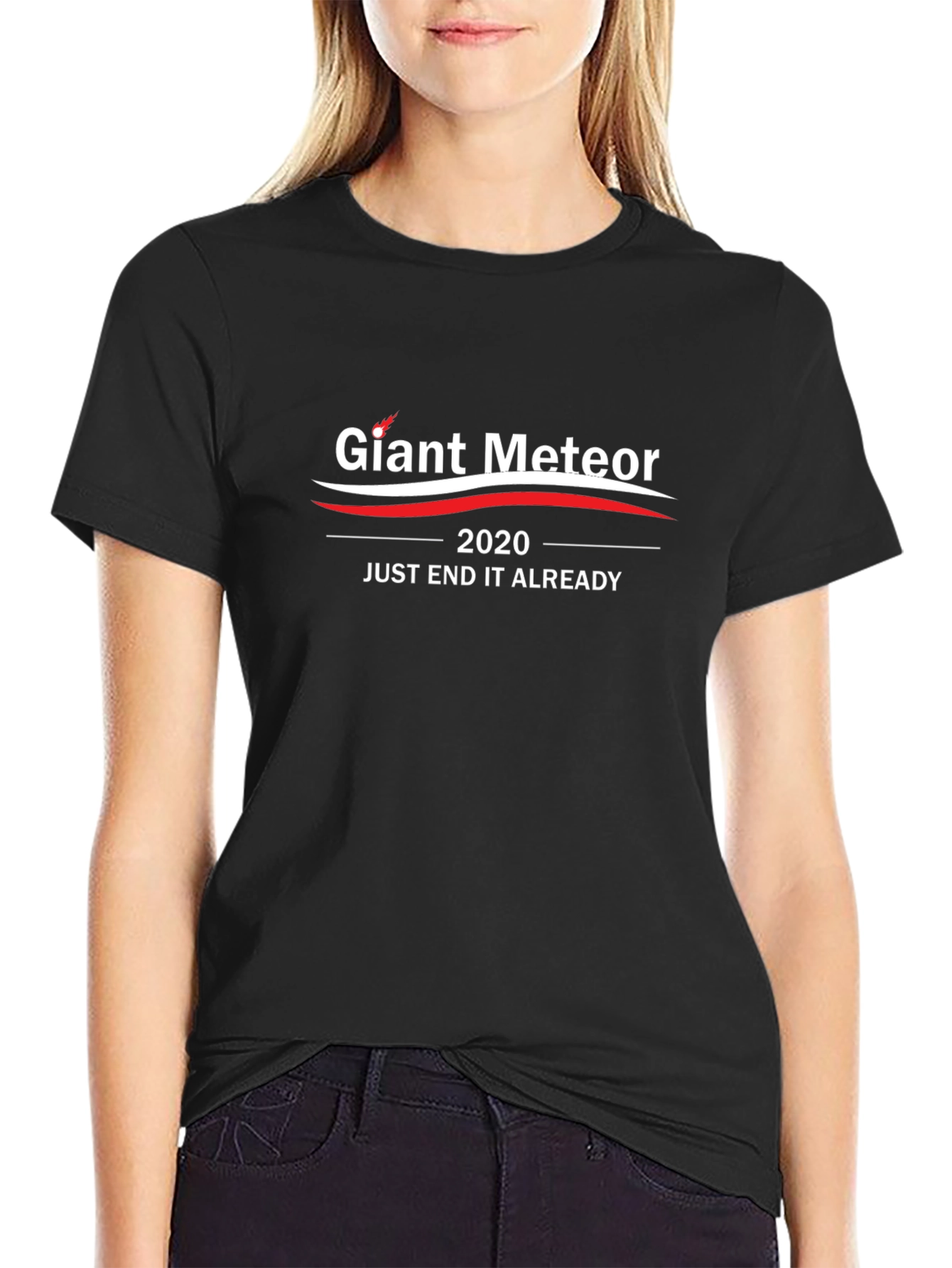 Giant Meteor 2020 Slogan Black T-Shirt