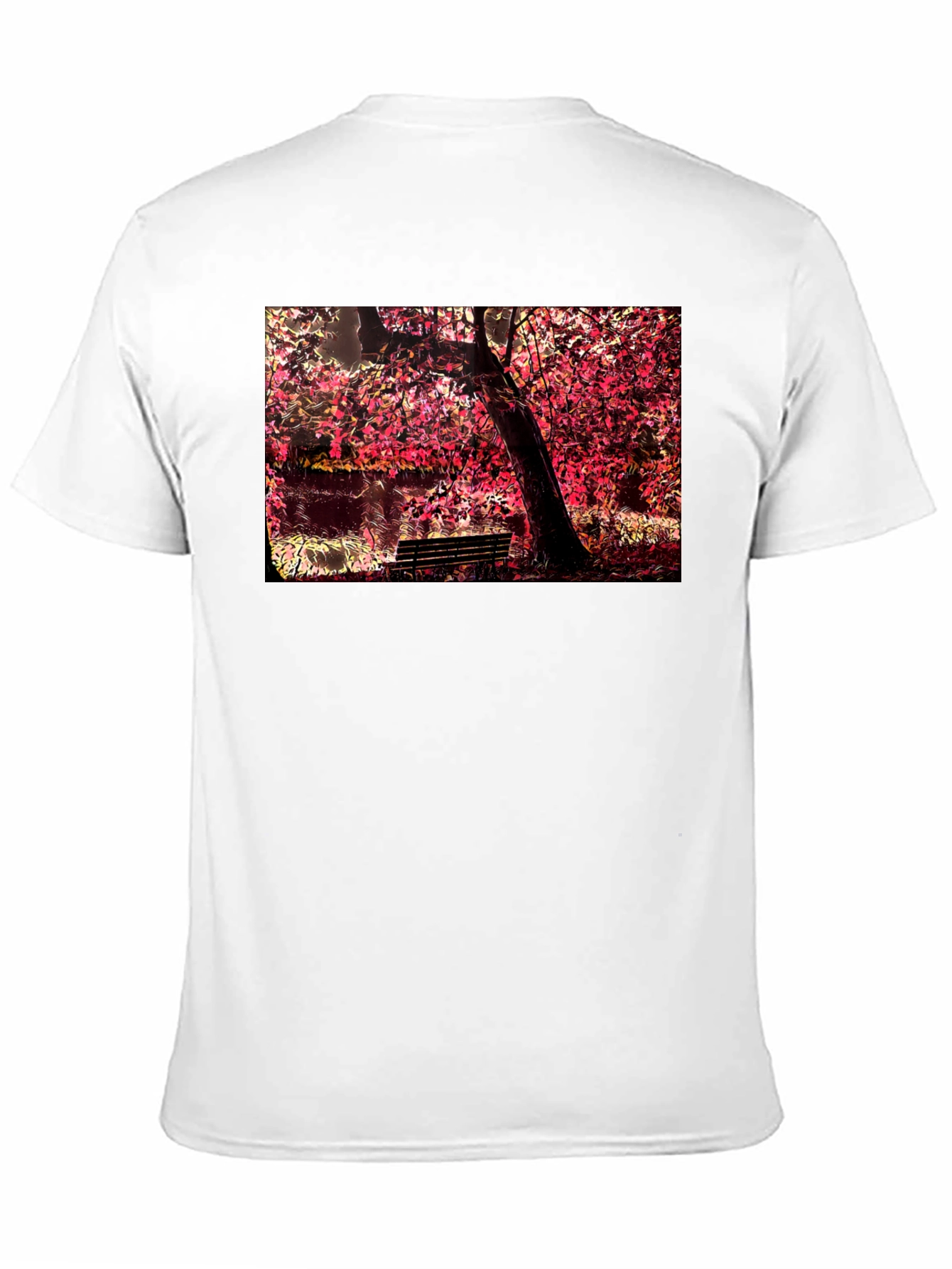 Park Bench Tree Black T-Shirt