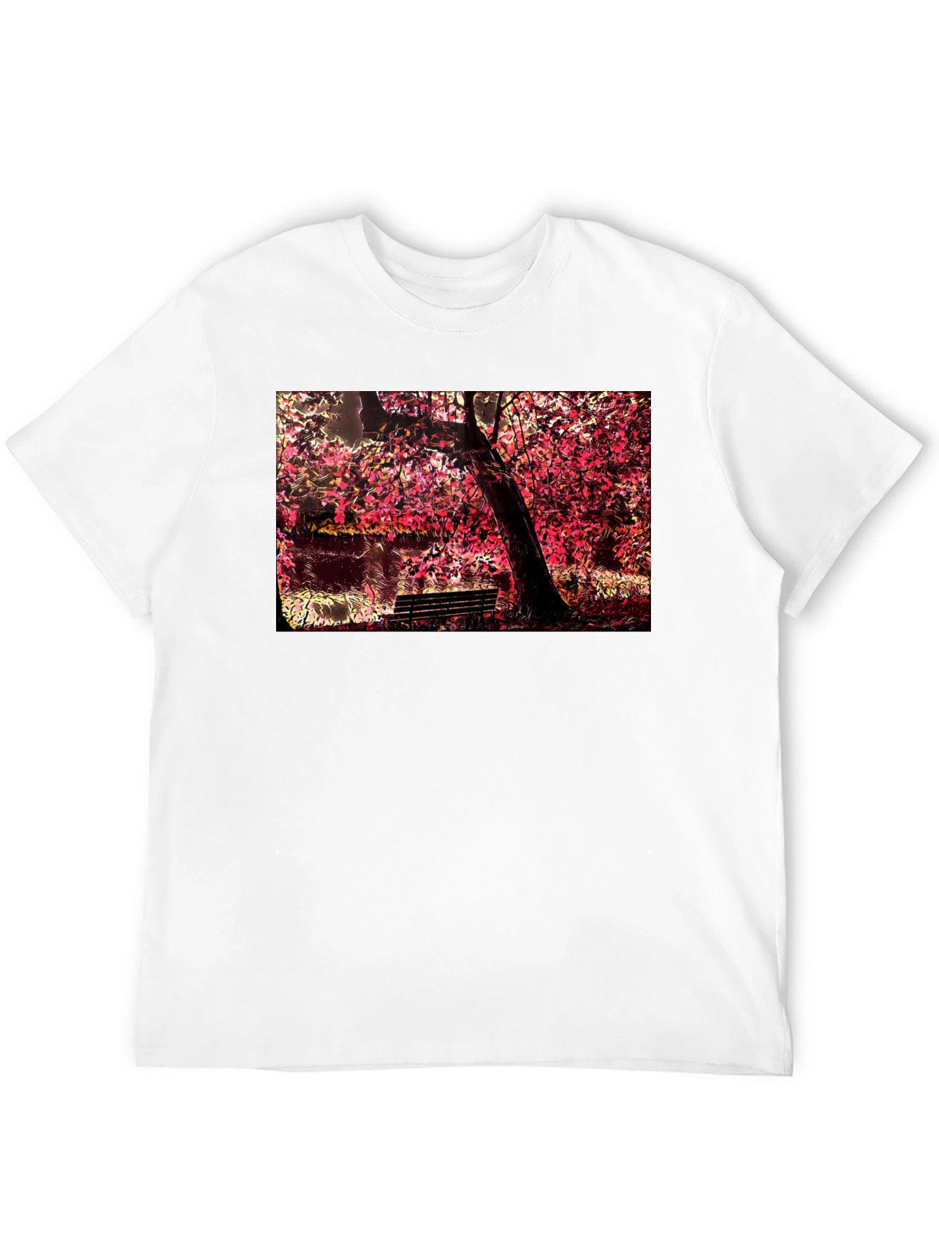 Park Bench Tree Black T-Shirt