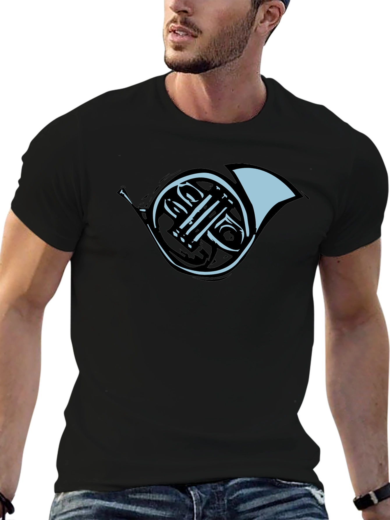 French Horn Graphic Tee - Black