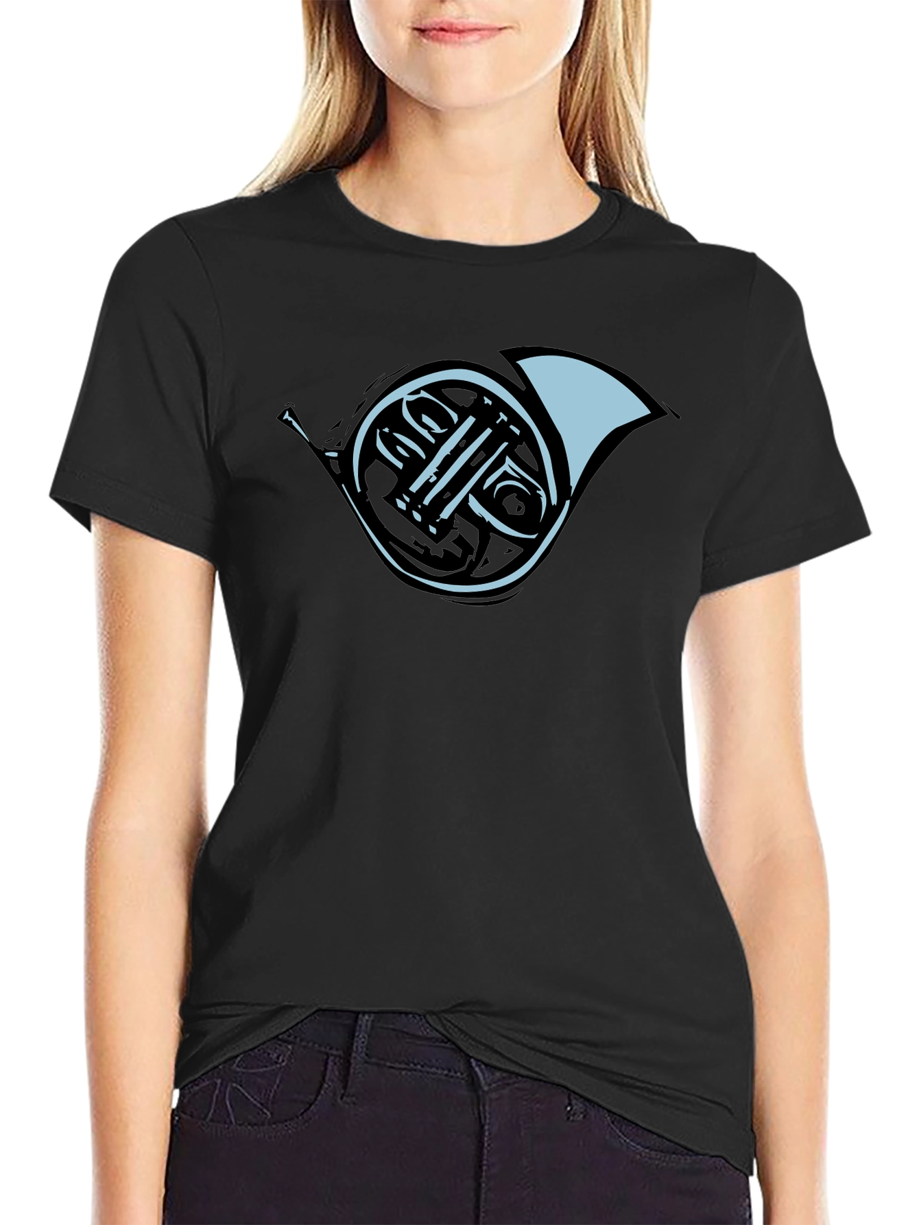 French Horn Graphic Tee - Black