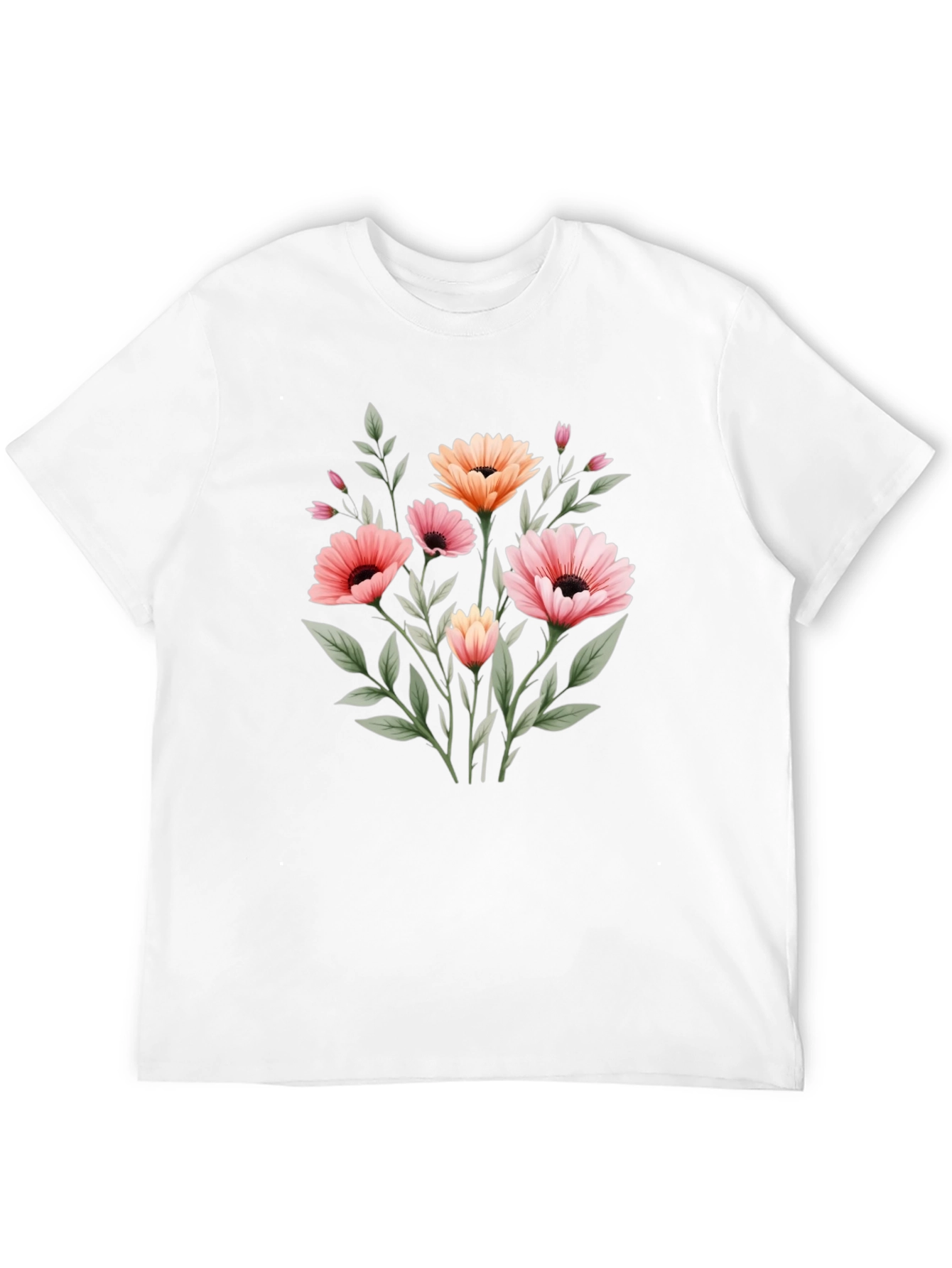 Floral Graphic Print Black T-Shirt