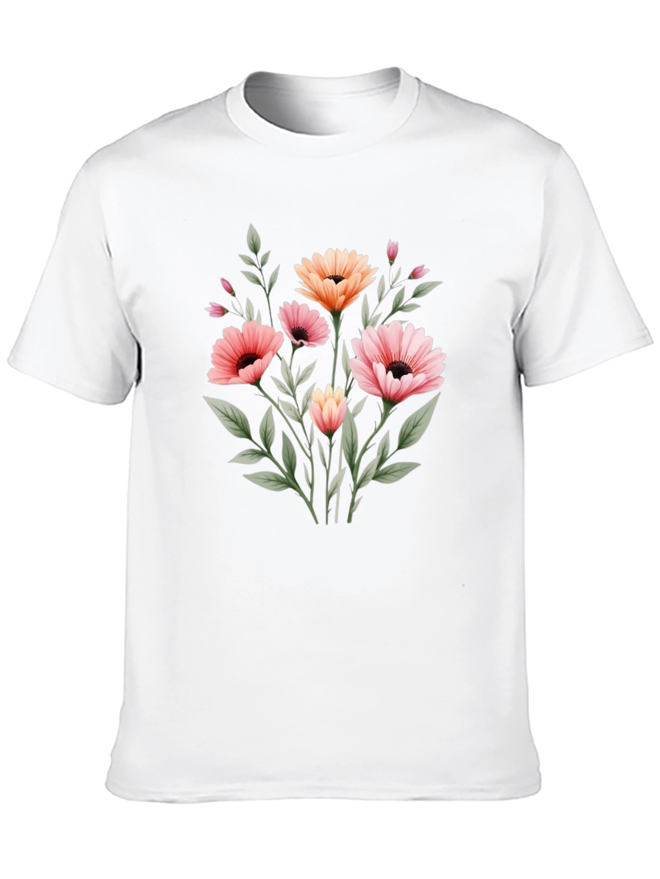 Floral Graphic Print Black T-Shirt