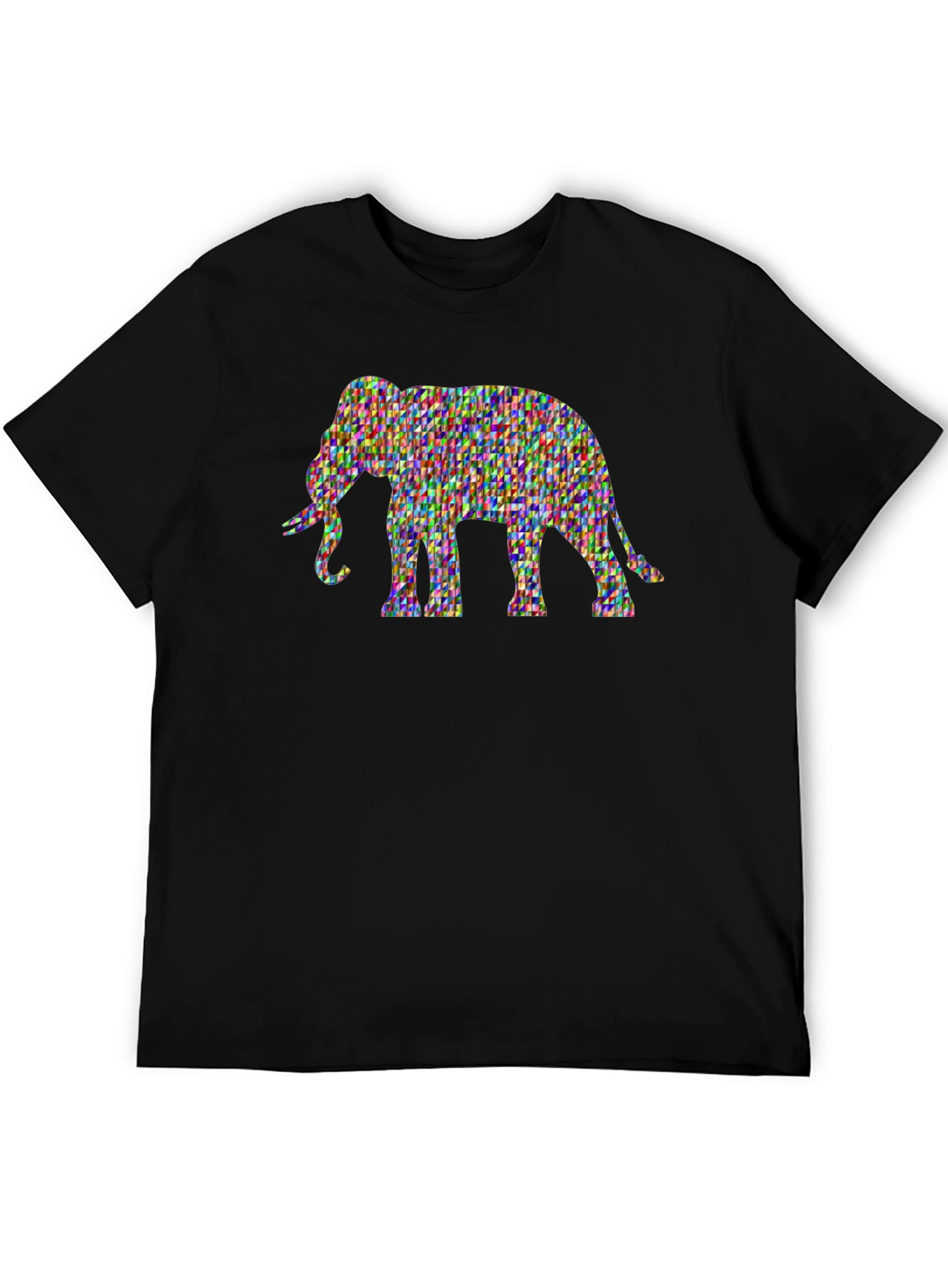 Geometric Elephant Tee - Artistic Black T-Shirt