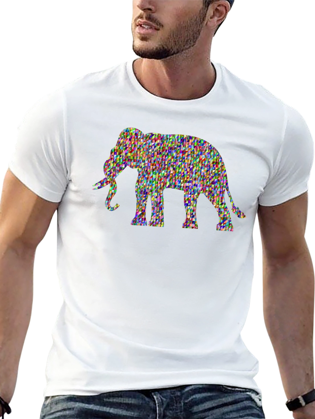 Geometric Elephant Tee - Artistic Black T-Shirt