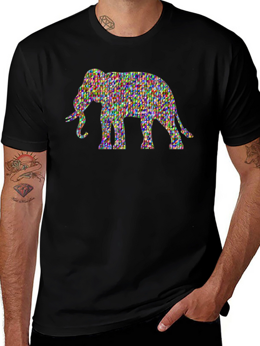 Geometric Elephant Tee - Artistic Black T-Shirt