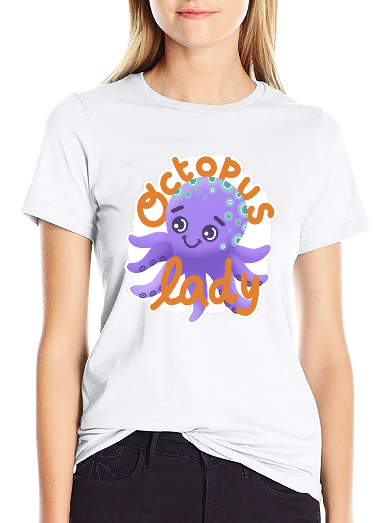 Octopus Lady T-Shirt - Cute Cartoon Graphic Tee