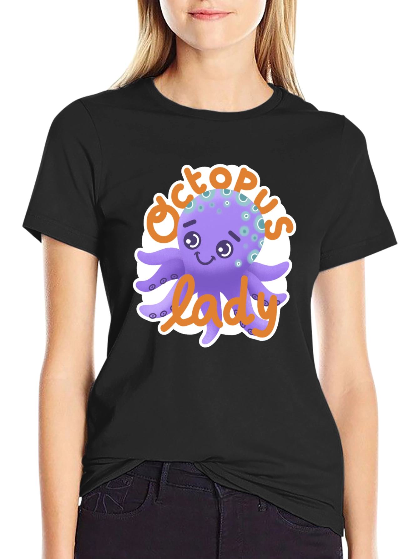 Octopus Lady T-Shirt - Cute Cartoon Graphic Tee