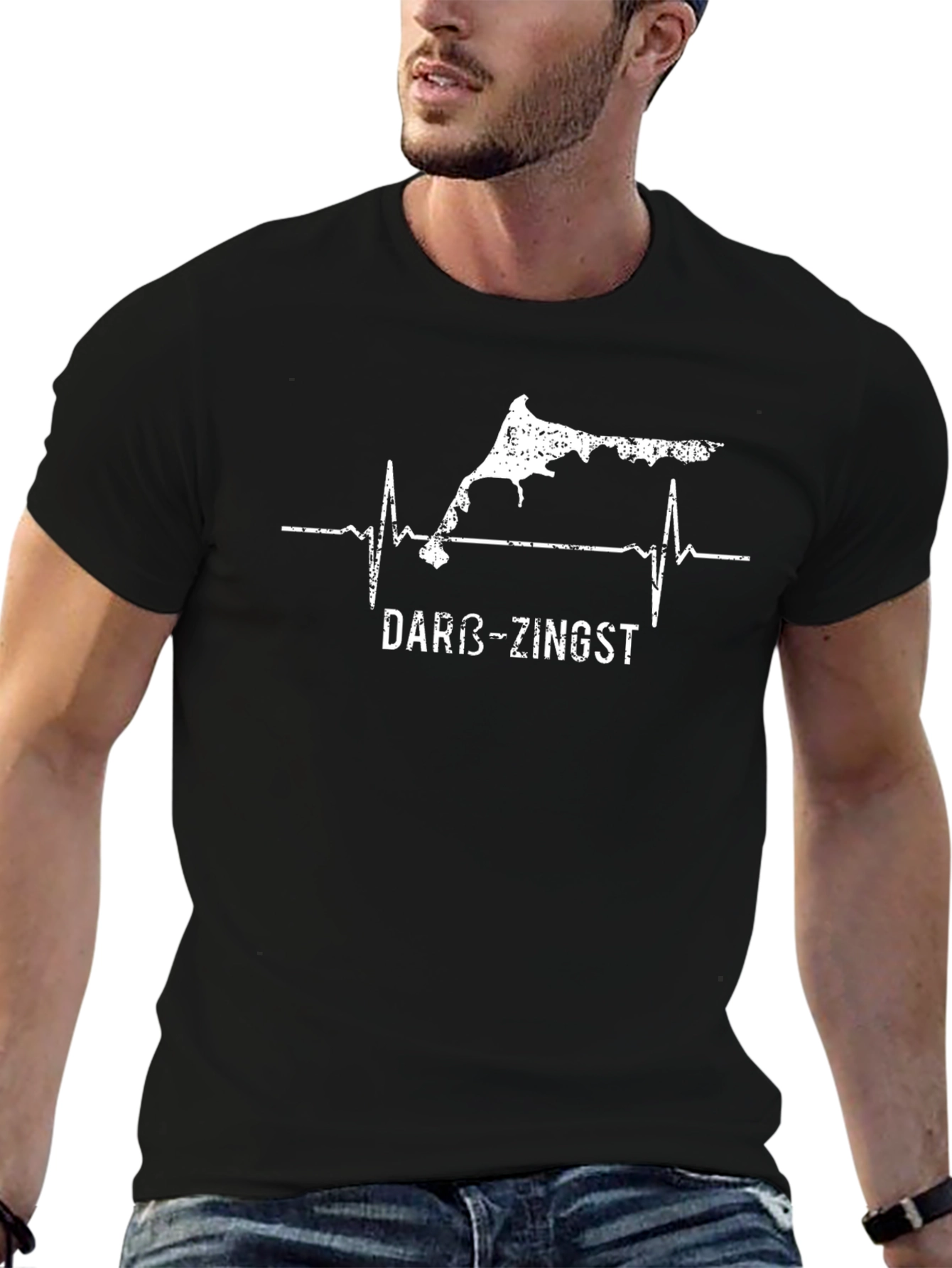 Darß-Zingst Heartbeat Graphic Tee - Unisex Black T-Shirt