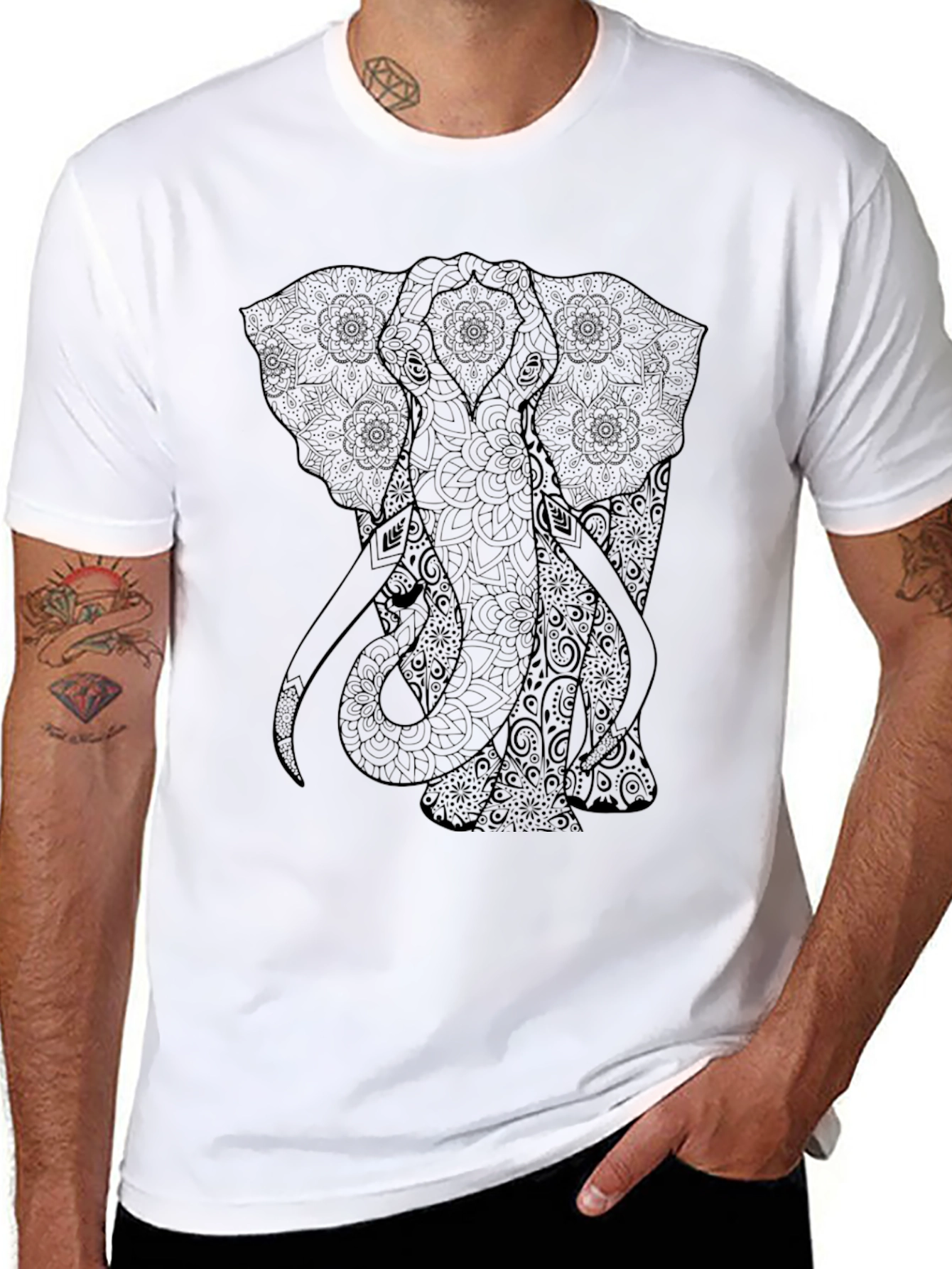 Elephant Mandala Graphic T-Shirt
