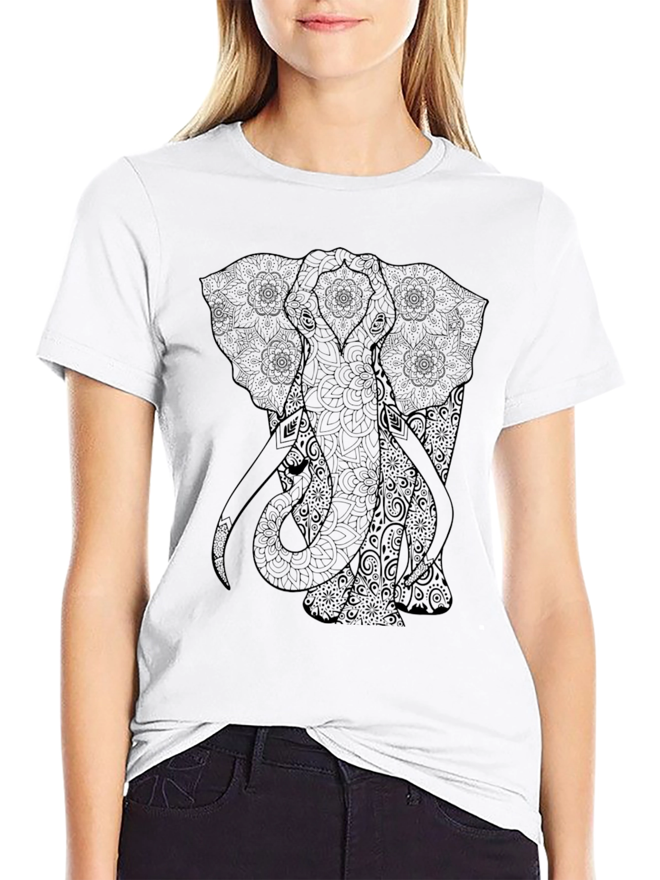 Elephant Mandala Graphic T-Shirt