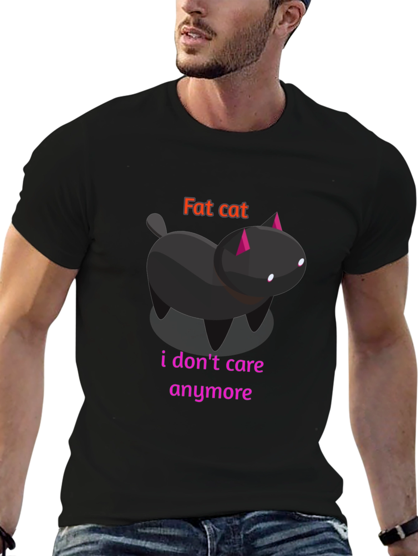 Fat Cat Graphic Tee - Unisex Black T-Shirt