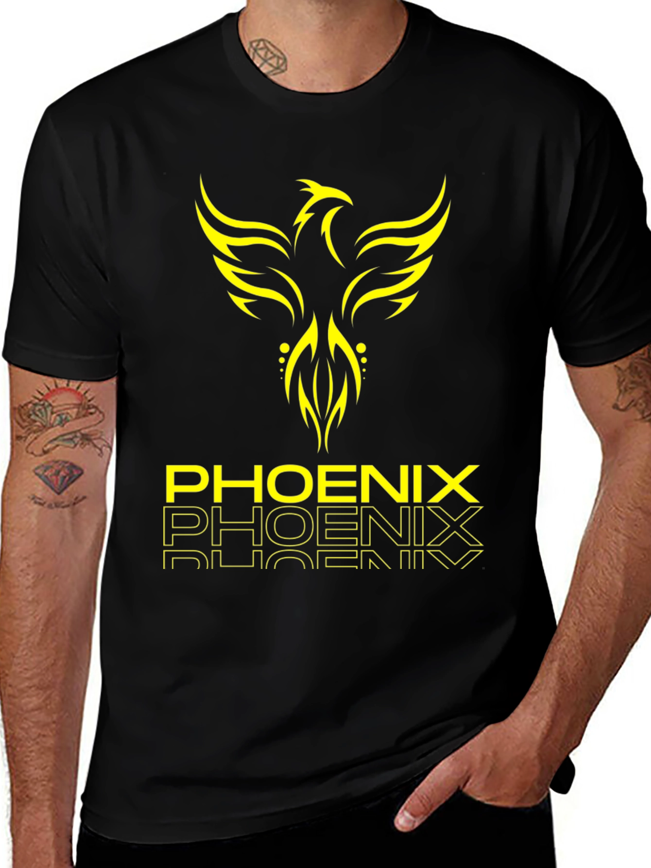 Phoenix Graphic Print Black T-Shirt