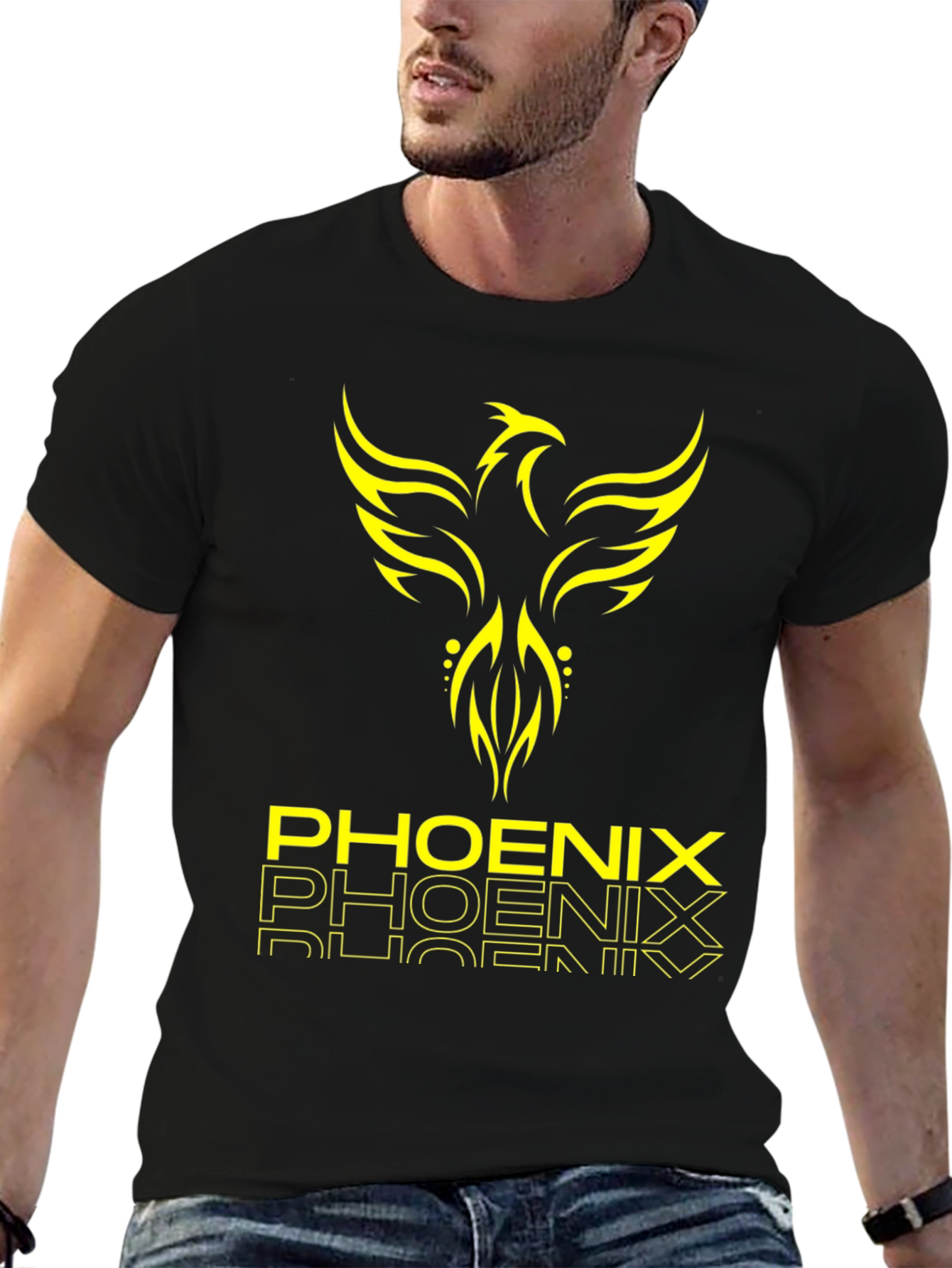 Phoenix Graphic Print Black T-Shirt