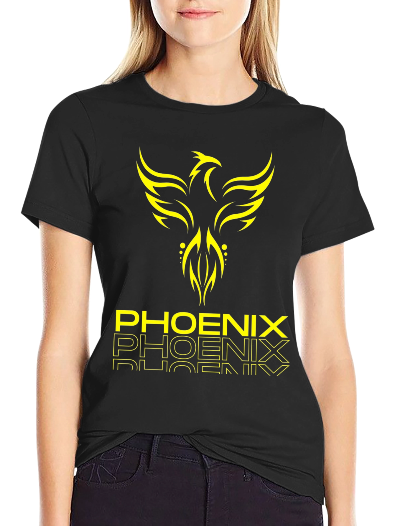 Phoenix Graphic Print Black T-Shirt