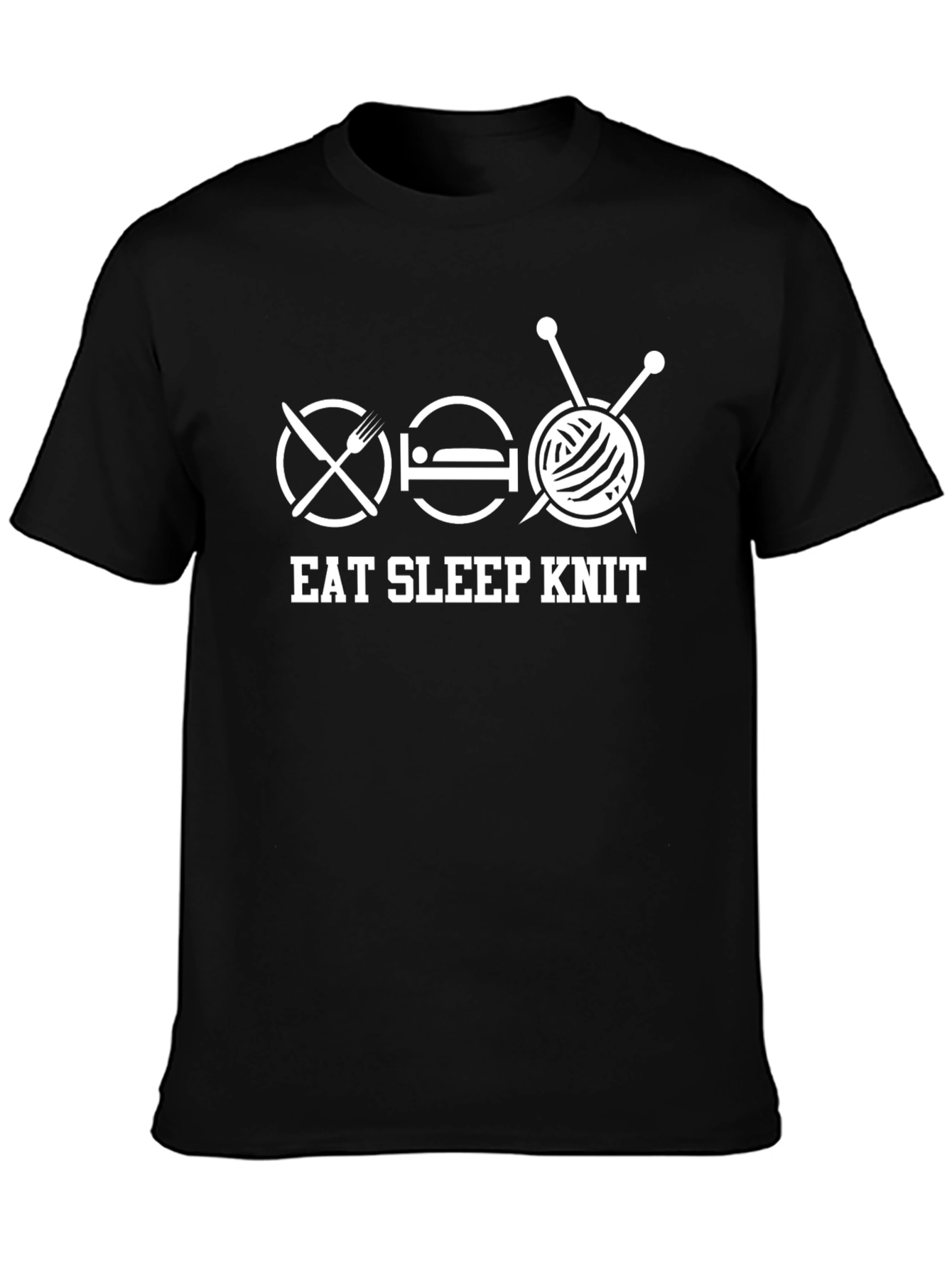Eat Sleep Knit Graphic Tee - Black Cotton T-Shirt