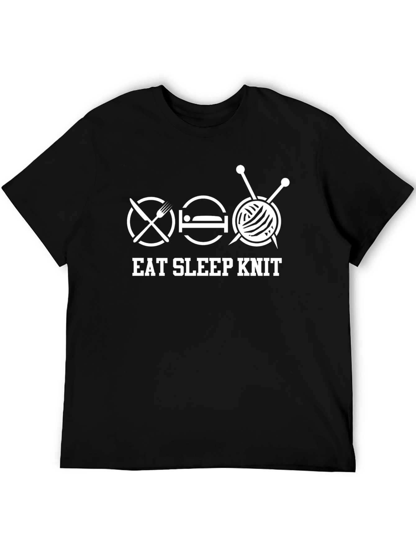 Eat Sleep Knit Graphic Tee - Black Cotton T-Shirt