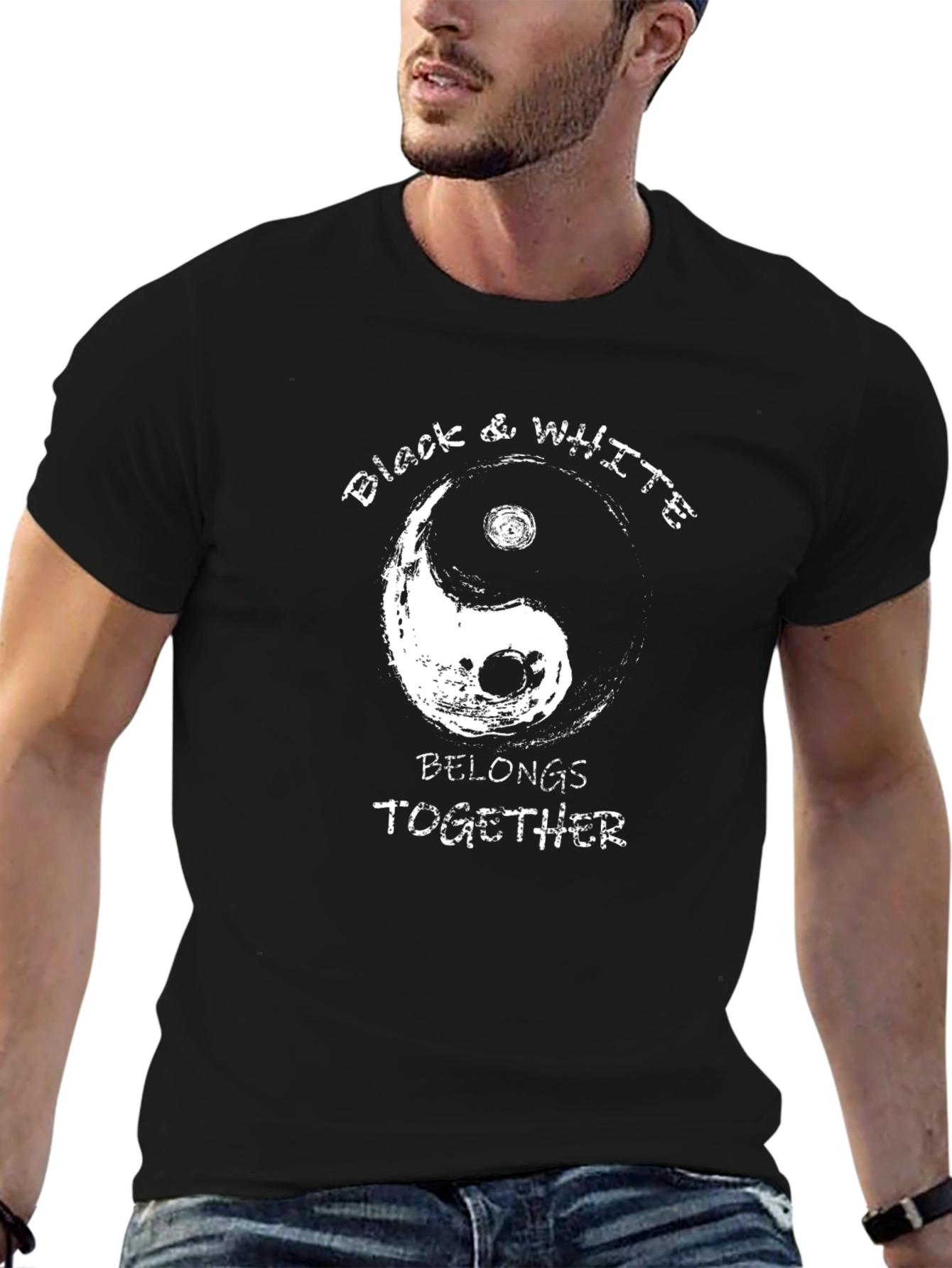 Yin Yang Black and White Graphic T-Shirt