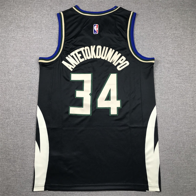 Men's Milwaukee Bucks Giannis Antetokounmpo #34 Black Swingman Jerseys - Statement Edition