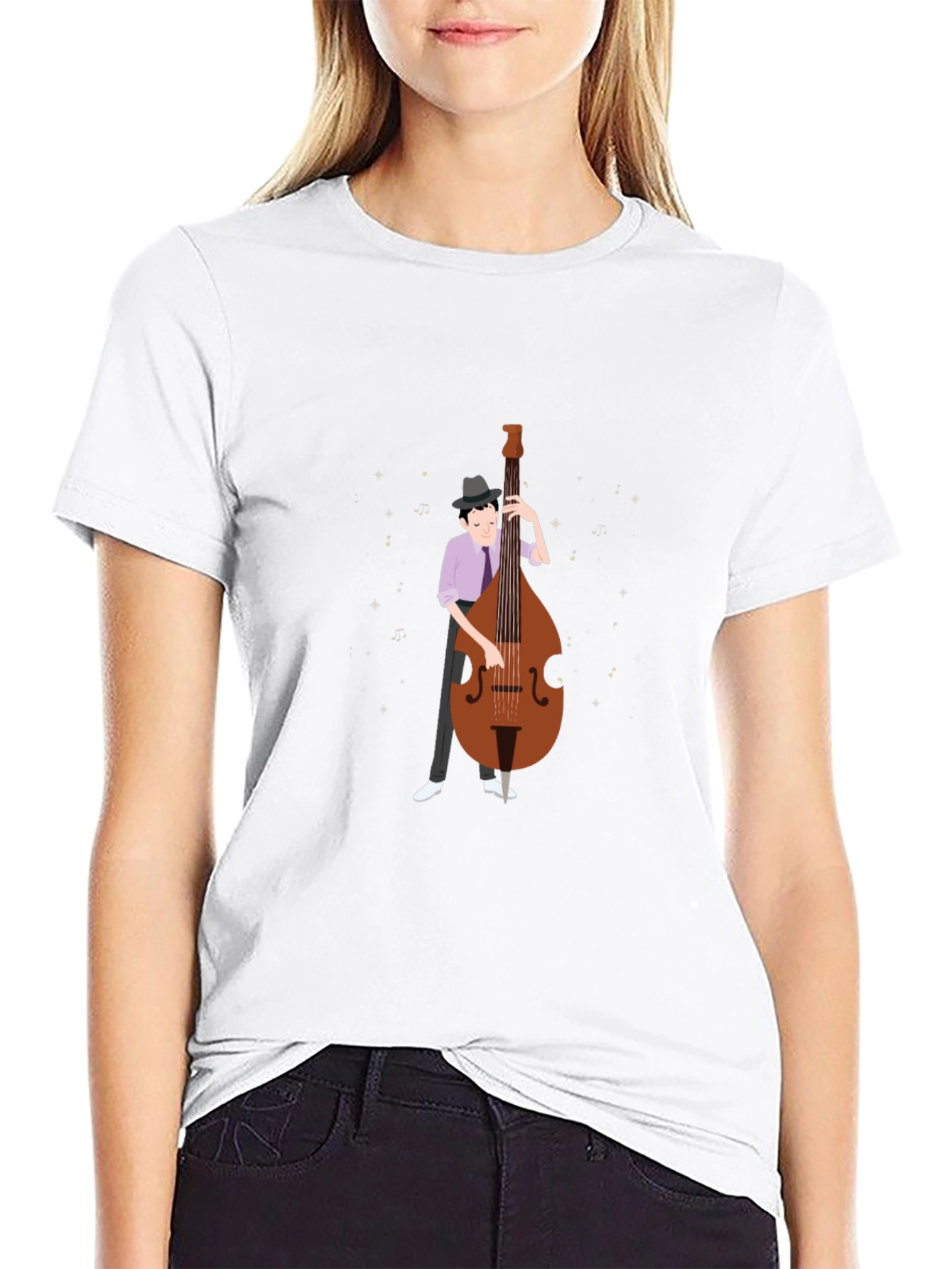 Bass Player Graphic Tee - Black Cotton T-Shirt