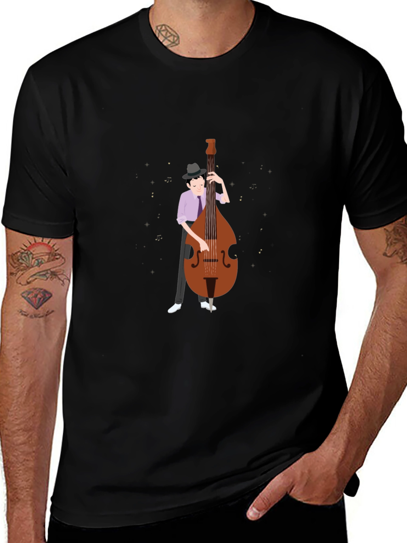 Bass Player Graphic Tee - Black Cotton T-Shirt
