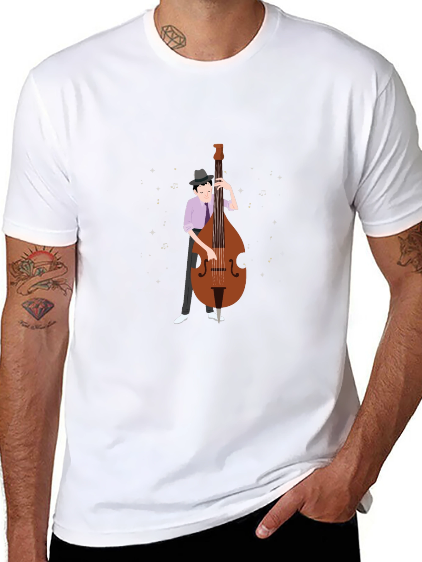 Bass Player Graphic Tee - Black Cotton T-Shirt