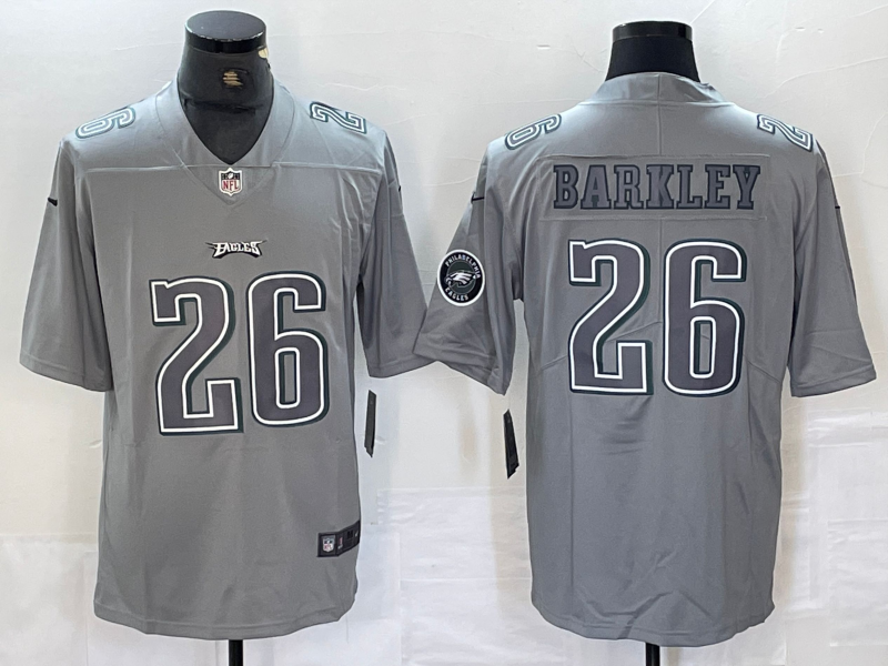 Men's Philadelphia Eagles Saquon Barkley #26 Gray Atmosphere Fashion Game Jerseys
