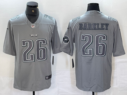 Men's Philadelphia Eagles Saquon Barkley #26 Gray Atmosphere Fashion Game Jerseys