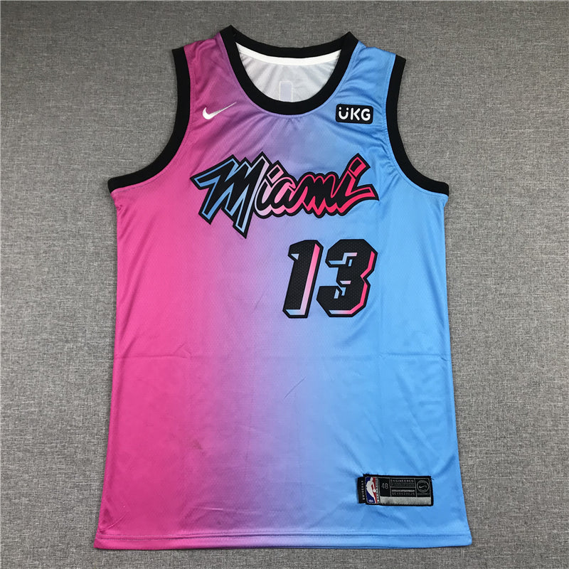 Men's Miami Heat Bam Adebayo Pink/Blue 2020/21 Swingman Jerseys C City Edition
