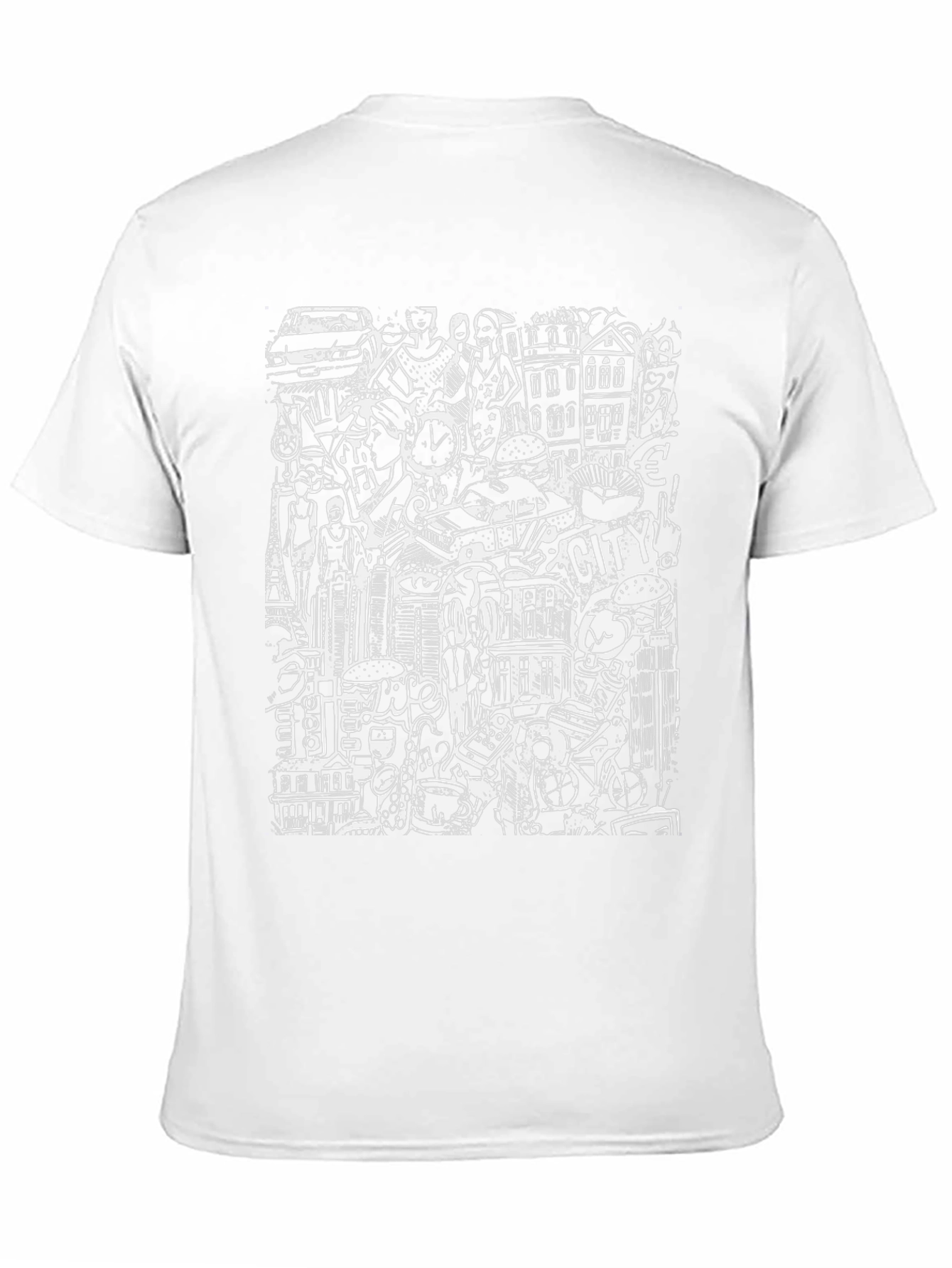 Cityscape Doodle Graphic Tee - Black Urban Style
