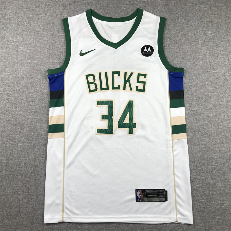 Men's Milwaukee Bucks Giannis Antetokounmpo #34 NBA White Player Jerseys