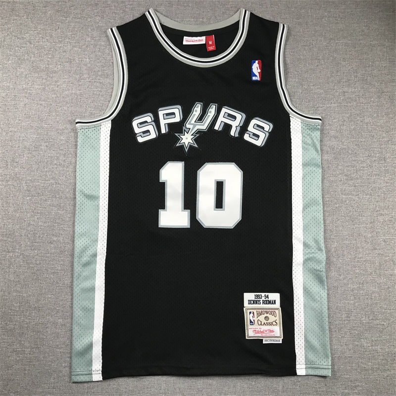 Men's San Antonio Spurs Dennis Rodman #10 Black 1993-94 Hardwood Classics Swingman Jerseys
