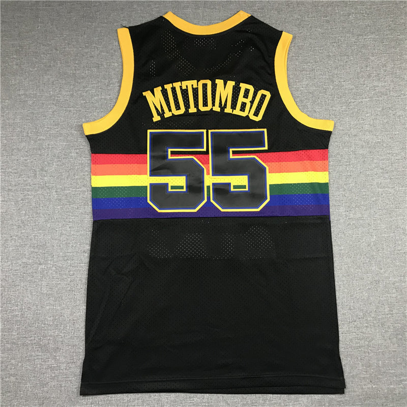 Men's Denver Nuggets Dikembe Mutombo 1991-92 Black Hardwood Classics Swingman Jerseys