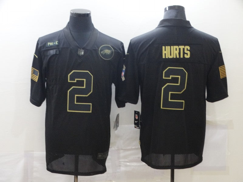 Men's Philadelphia Eagles Jalen Hurts #2 Black Team Game Jerseys