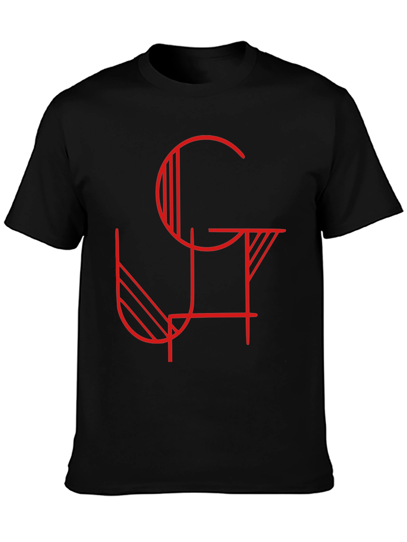 Abstract Graphic Tee - Modern Red Design on Black