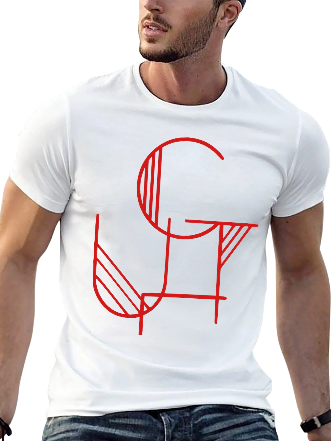 Abstract Graphic Tee - Modern Red Design on Black