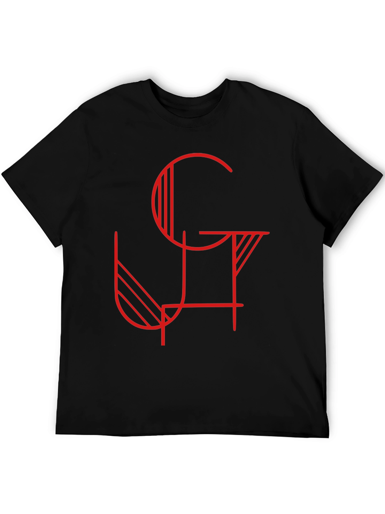 Abstract Graphic Tee - Modern Red Design on Black