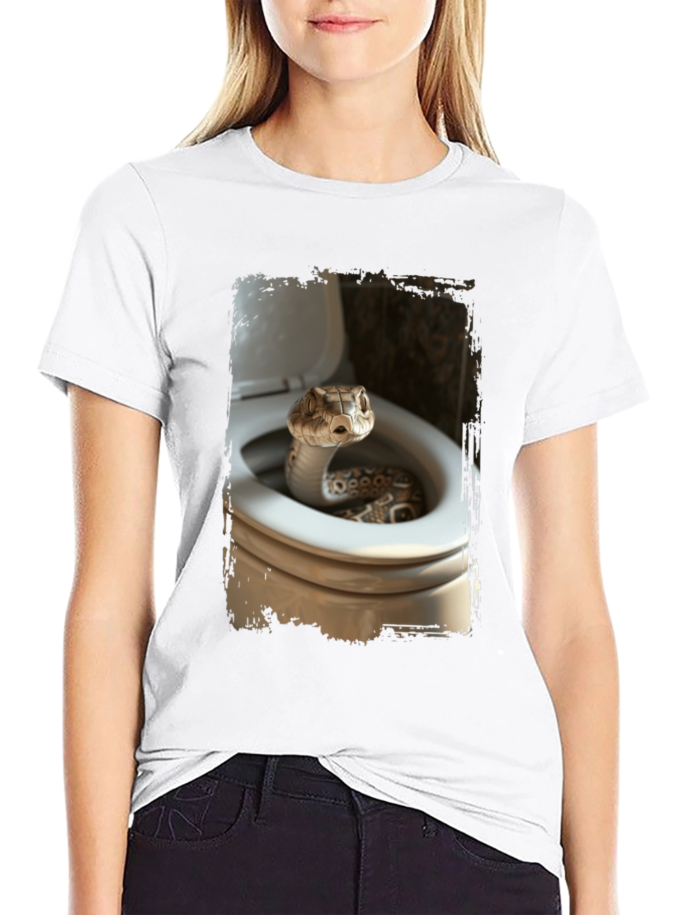 Snake in Toilet T-Shirt - Novelty Graphic Tee