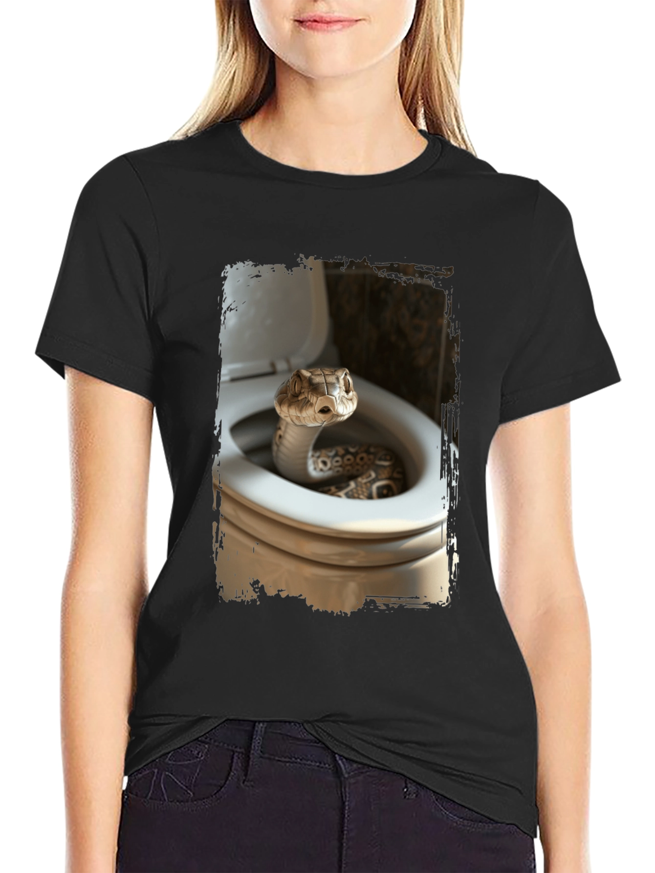 Snake in Toilet T-Shirt - Novelty Graphic Tee