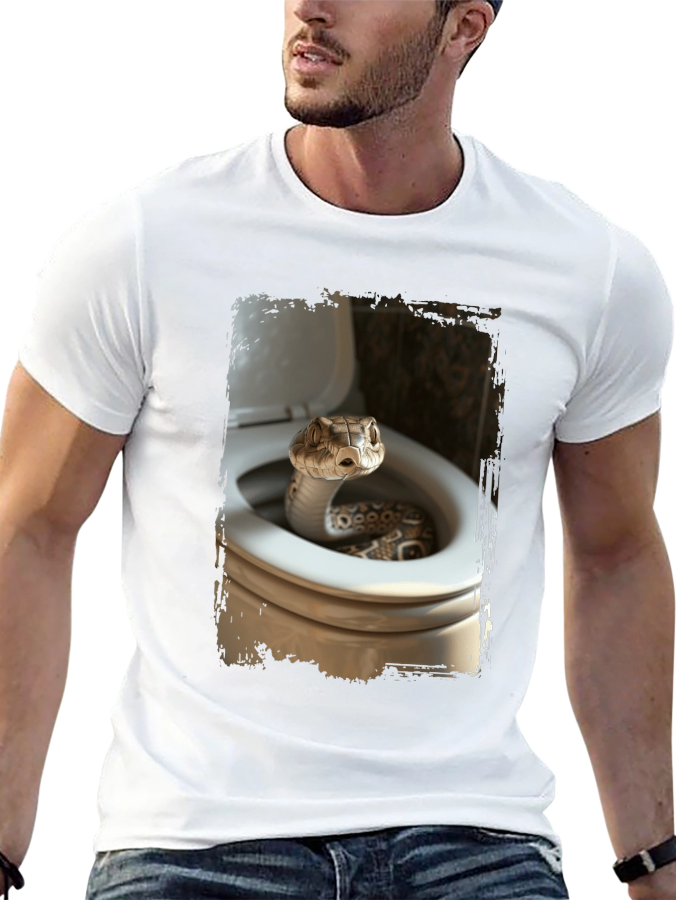 Snake in Toilet T-Shirt - Novelty Graphic Tee