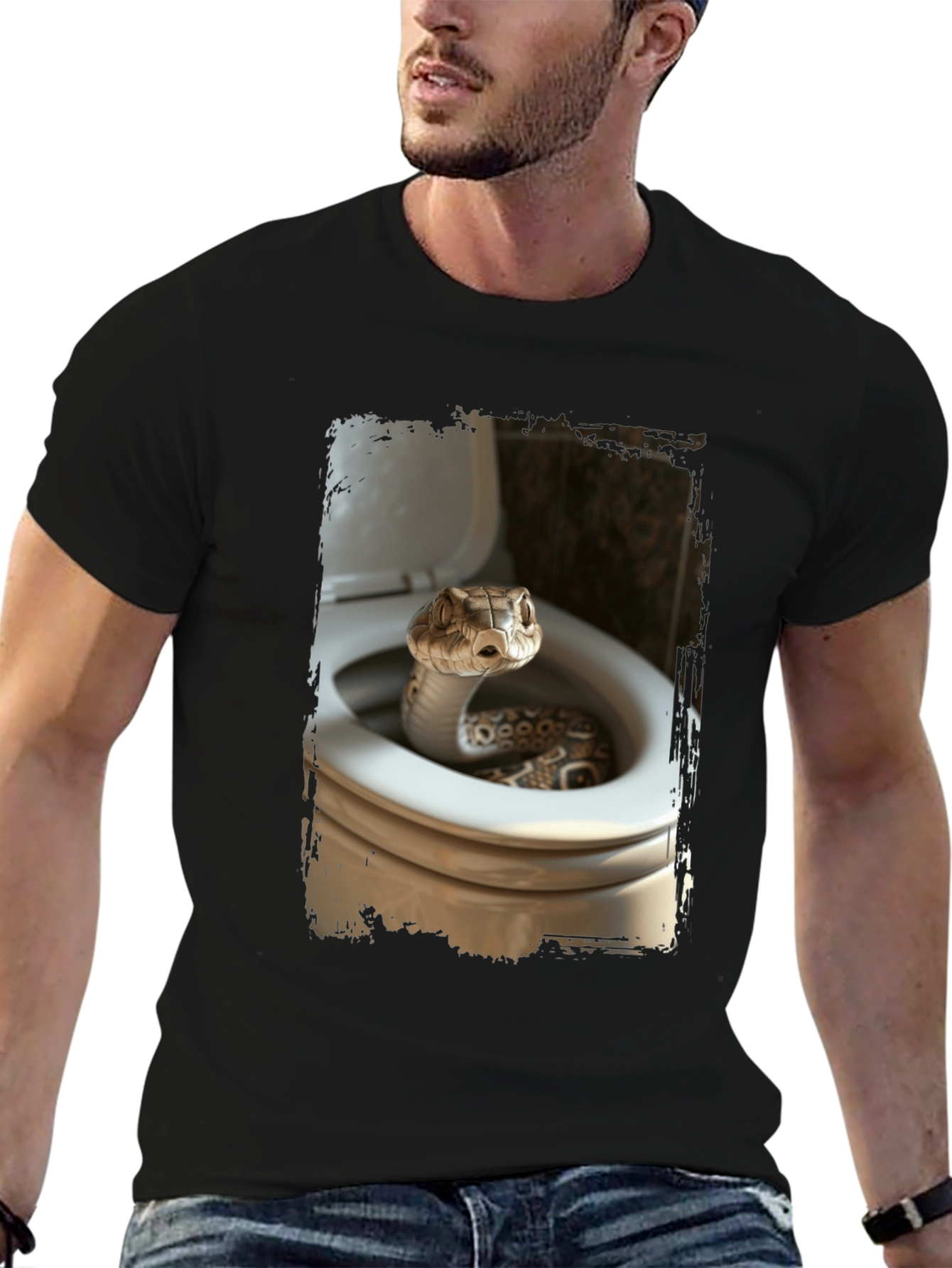 Snake in Toilet T-Shirt - Novelty Graphic Tee
