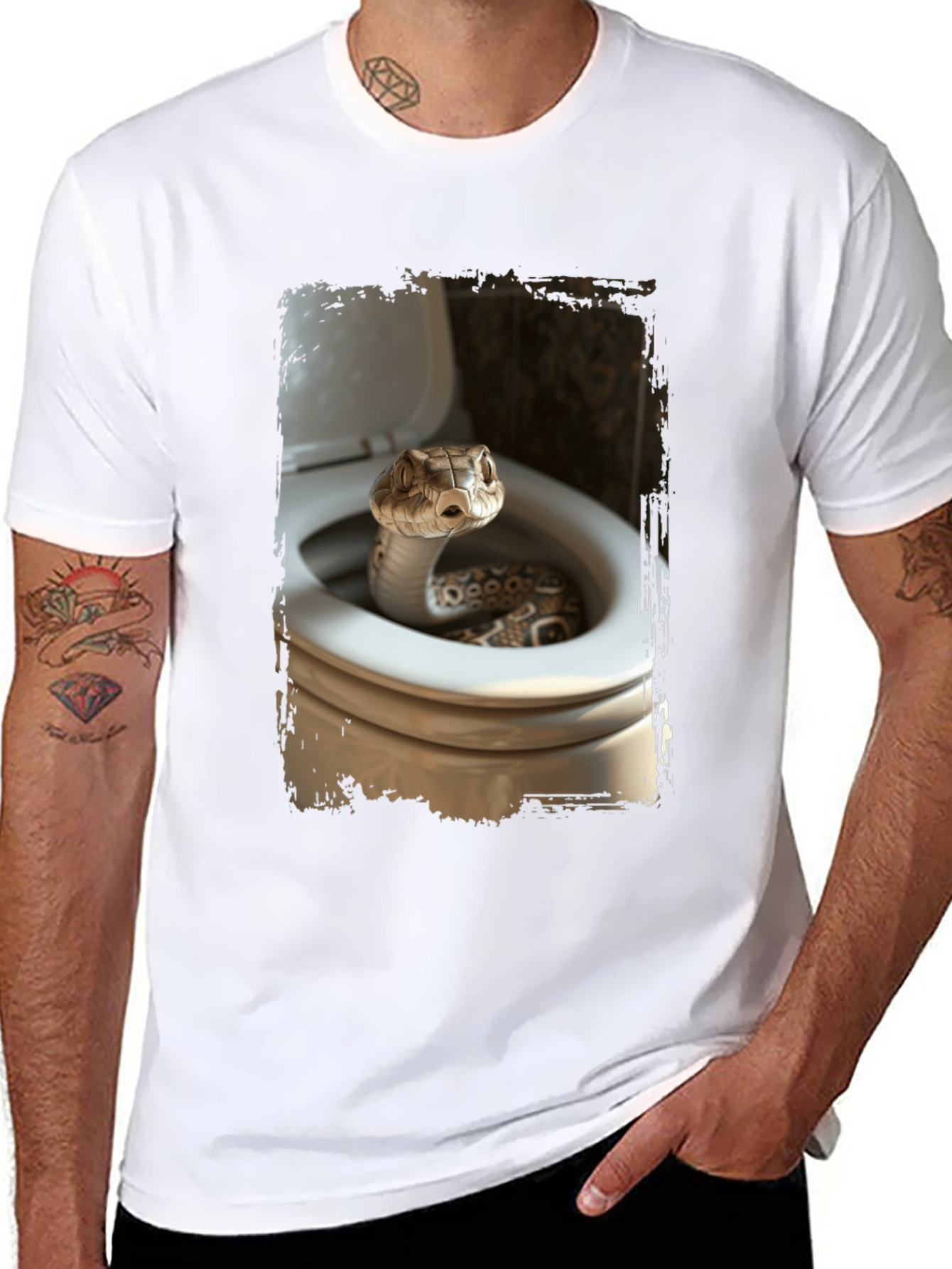 Snake in Toilet T-Shirt - Novelty Graphic Tee