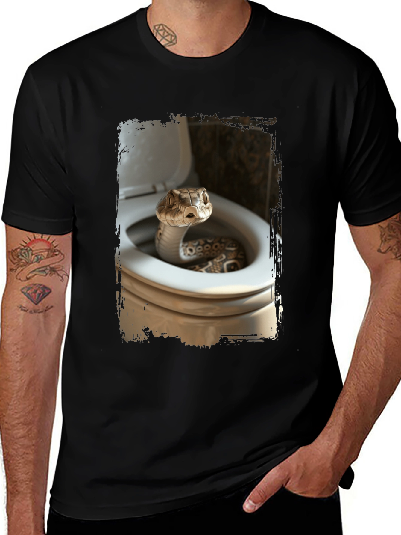 Snake in Toilet T-Shirt - Novelty Graphic Tee