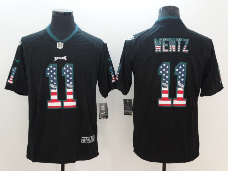 Men's Philadelphia Eagles #11 Carson Wentz Black Game Jerseys