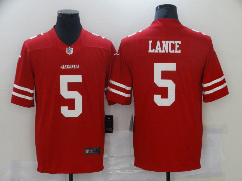 Men's San Francisco 49ers Trey Lance #5 Red Game Jerseys