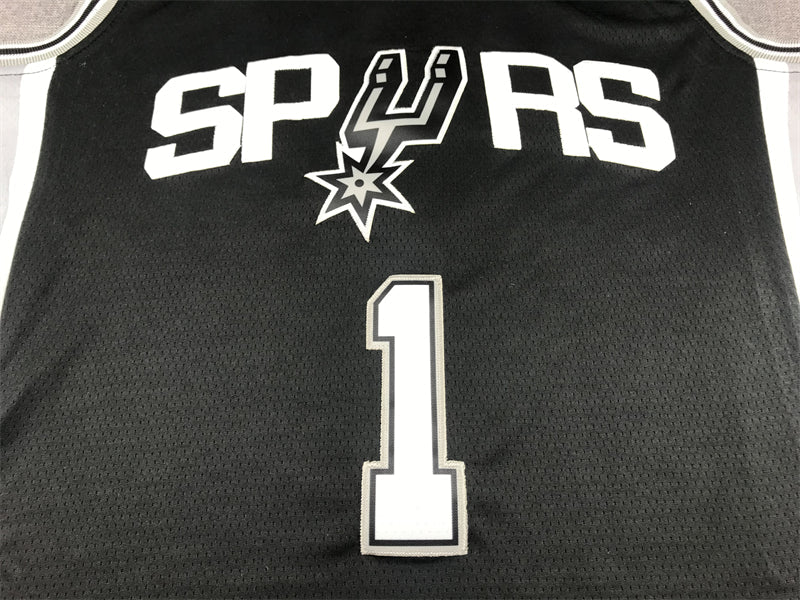 Men's San Antonio Spurs Victor Wembanyama #1 Black 2022/23 Swingman Jerseys - Icon Edition