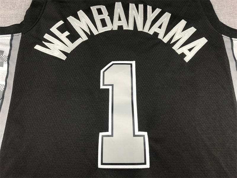 Men's San Antonio Spurs Victor Wembanyama #1 Black 2022/23 Swingman Jerseys - Statement Edition